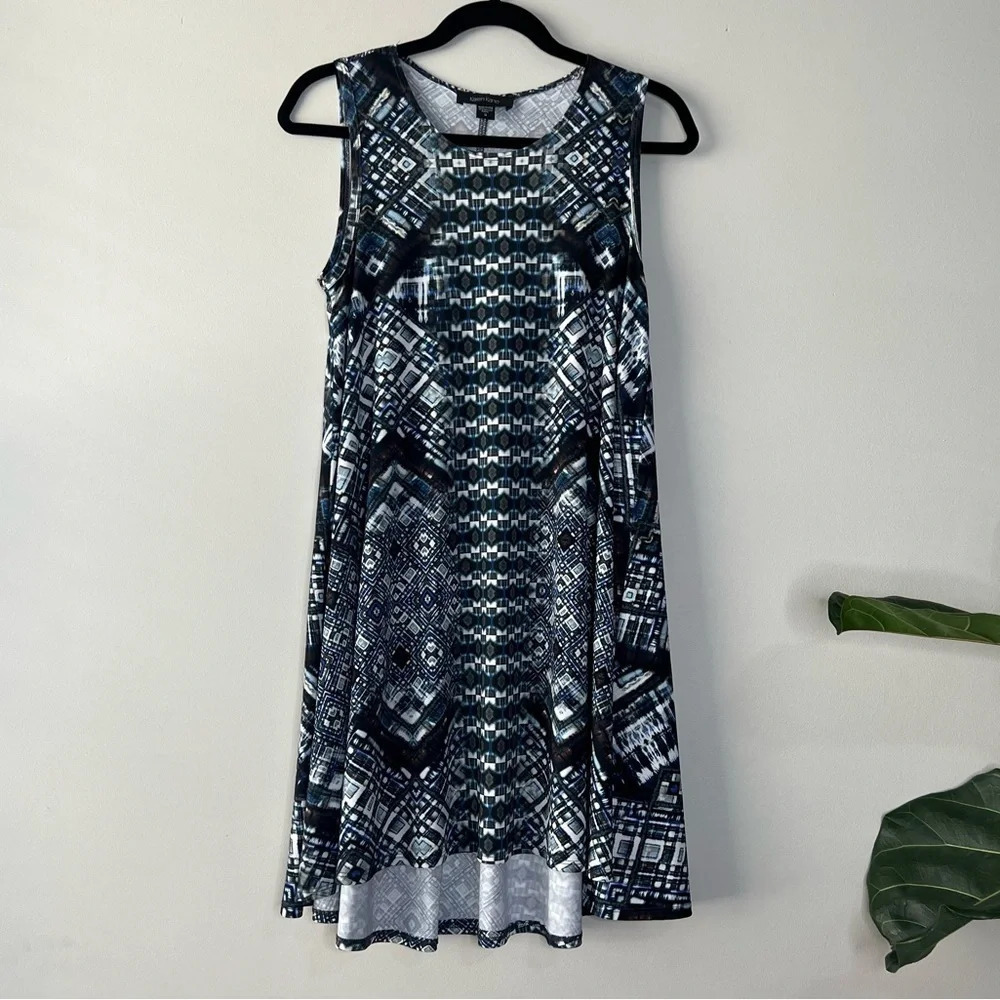 Karen Kane size S Small Trapeze diamond kaleidoscope print dress spandex comfy